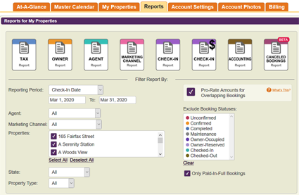 Vacation Rental Reports